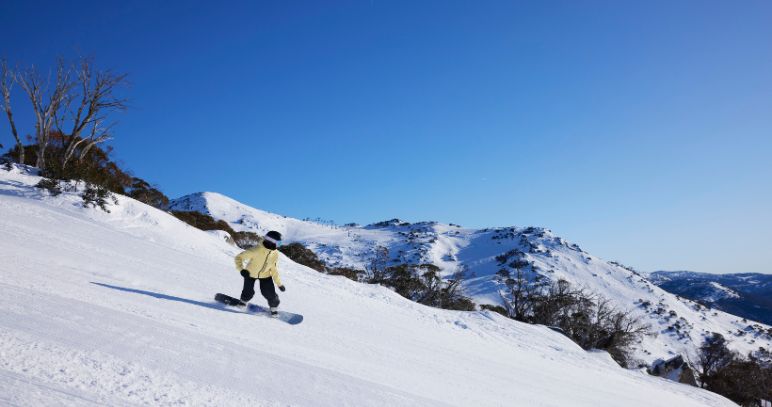 Snowboarder at Blue Cow Bistro in Perisher